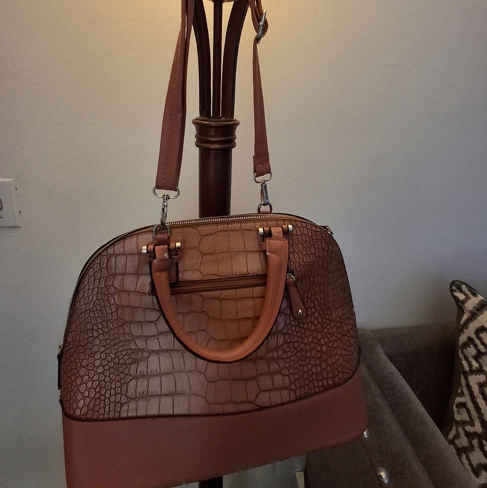 Elegant Orange/rust colored Crocodile Like Embossed Women's Bag.